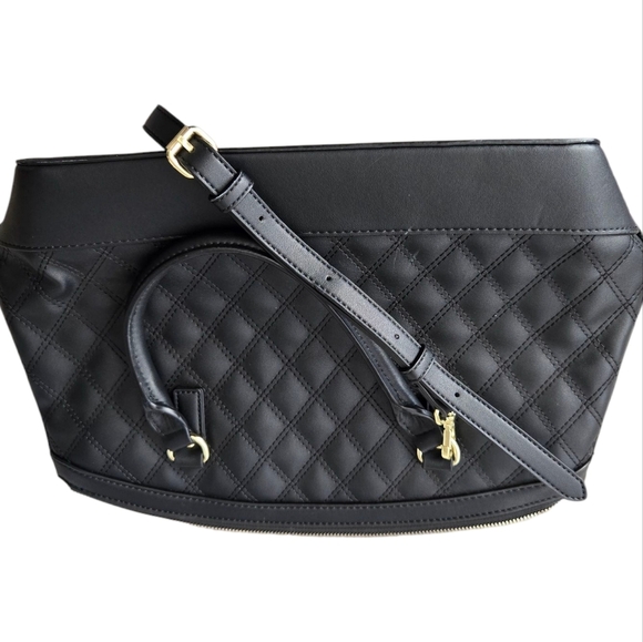 NWOT Anne Klein Black Quilted Handbag with Scarf - Picture 5 of 7